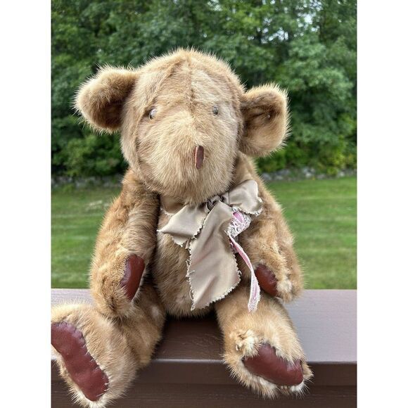 Vintage Mink TEDDY BEAR Jointed Approx 19” REAL FUR MINK Handmade. - Picture 2 of 16